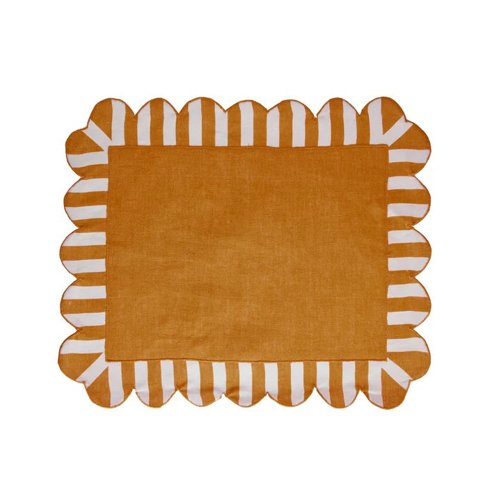 Embroidered Scalloped Multi Color Placemats