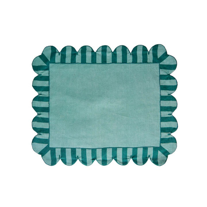 Embroidered Scalloped Multi Color Placemats