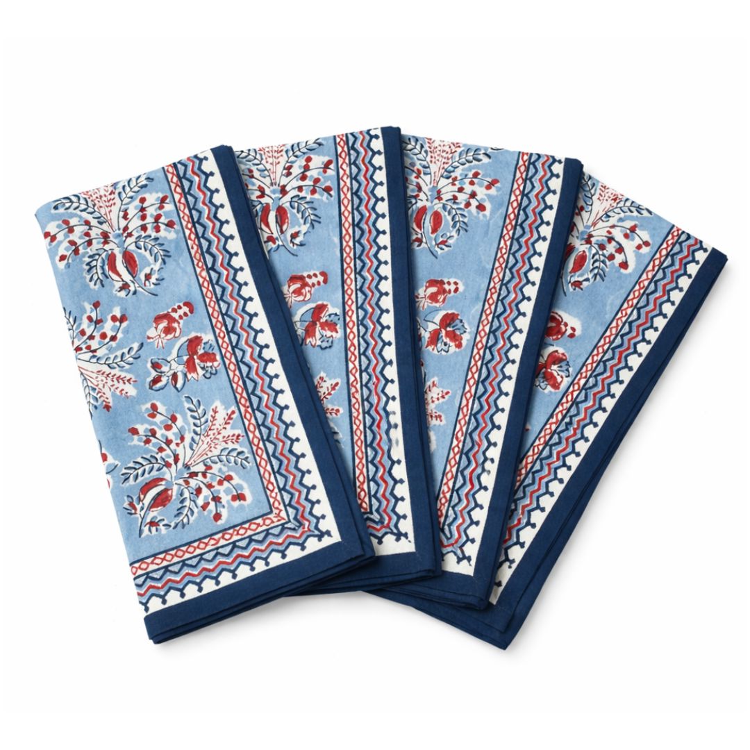 Grecian Palm Napkin in Red, White & Blue