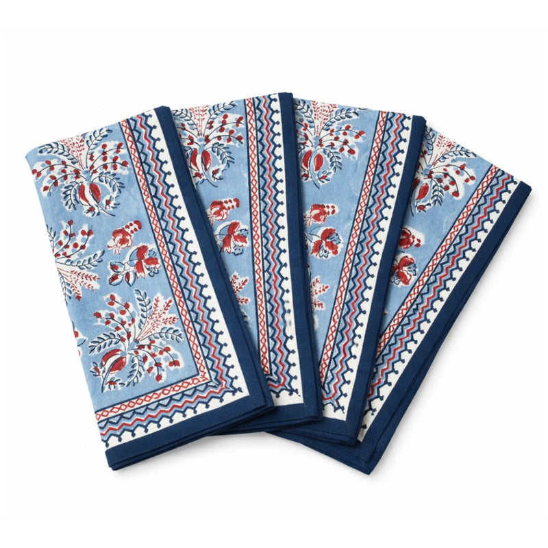 Grecian Palm Napkin in Red, White & Blue