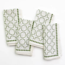 India Hicks Embroidered Grand Cross Napkin, Soft Sage