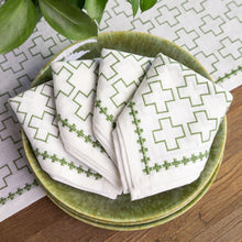 India Hicks Embroidered Grand Cross Napkin, Soft Sage