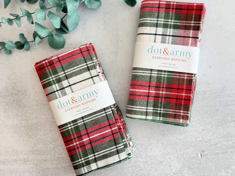 Holiday Plaid Napkins, S/4