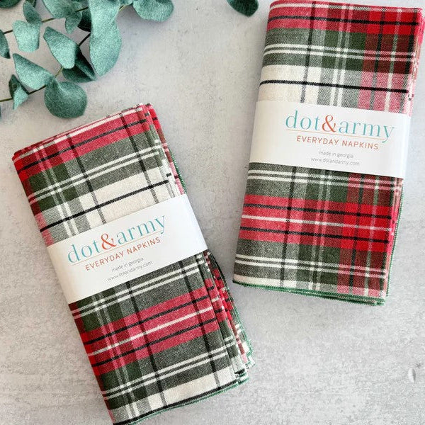Holiday Plaid Napkins, S/4