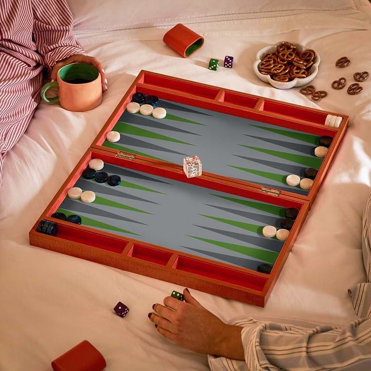 Orange Croc Lacquer Backgammon Set