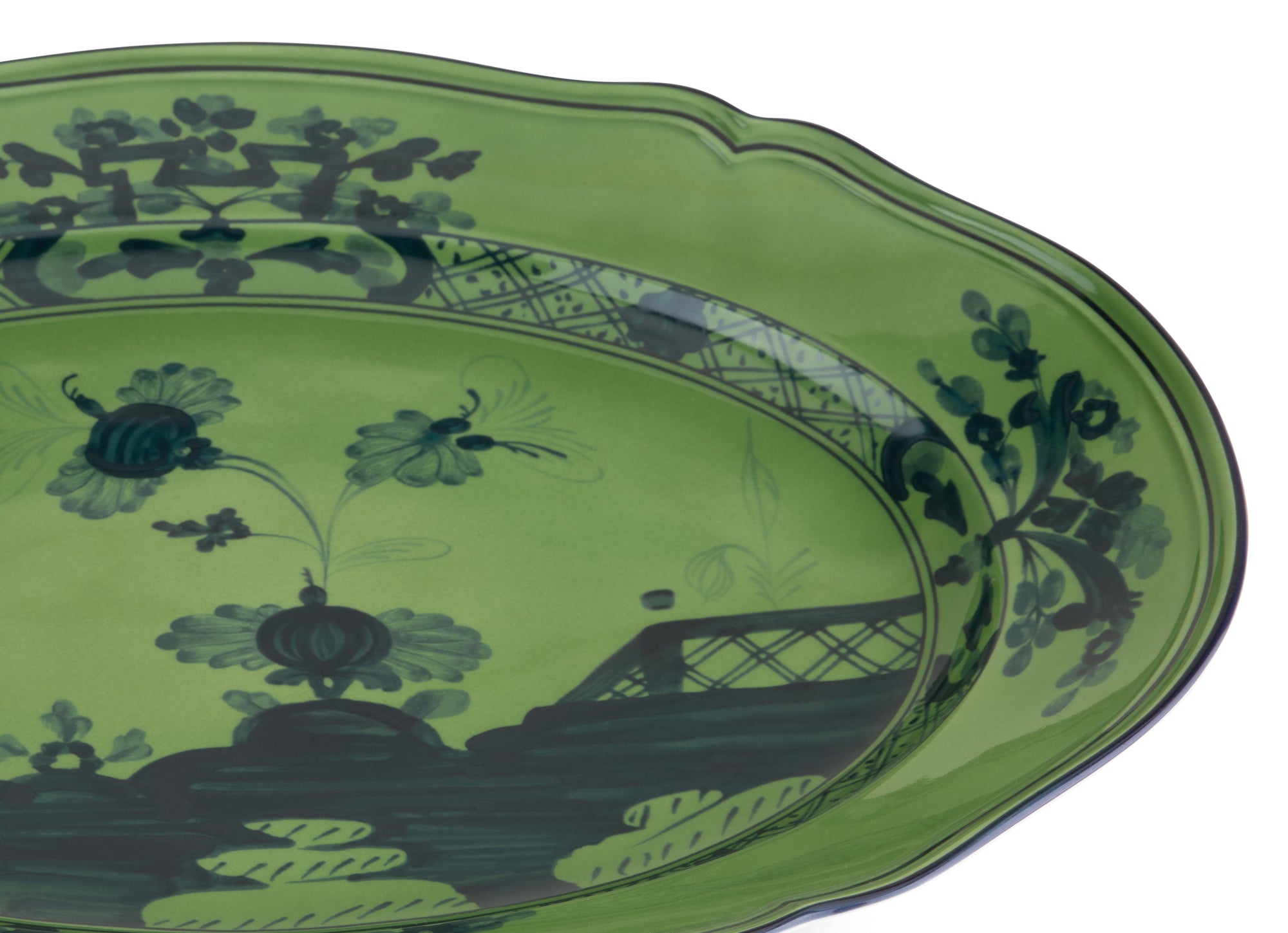 Malachite Oval Flat Platter, 13.5"