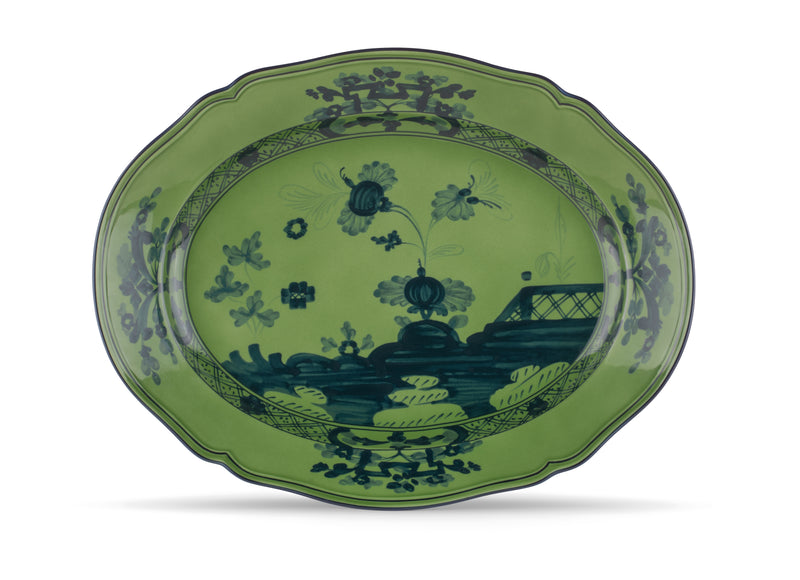 Malachite Oval Flat Platter, 13.5"