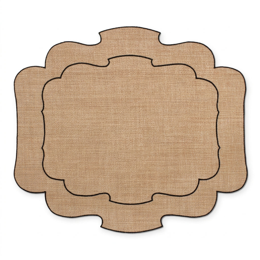 Waxed Raffia Parentesi 800 Placemat, Black