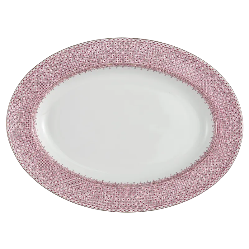 Pink Lace 15" Oval Platter
