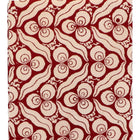 Handprinted 60x100" Tablecloth, Red & Ivory