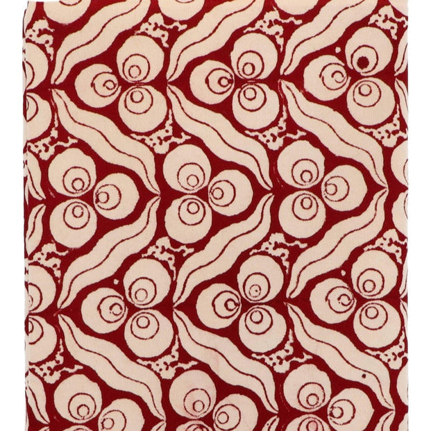 Handprinted 60x100" Tablecloth, Red & Ivory