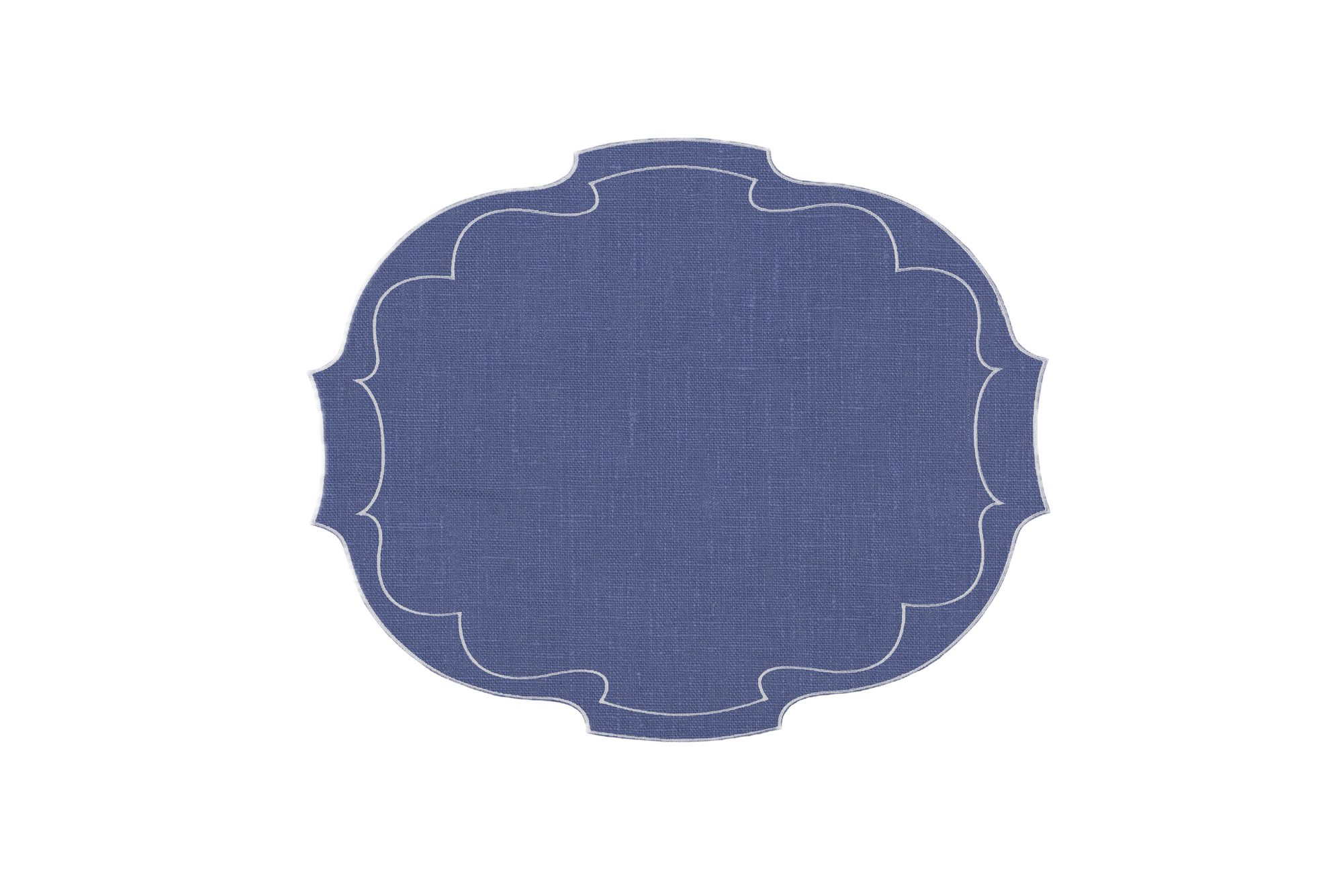 Parker Waxed Linen Placemat, Denim/White