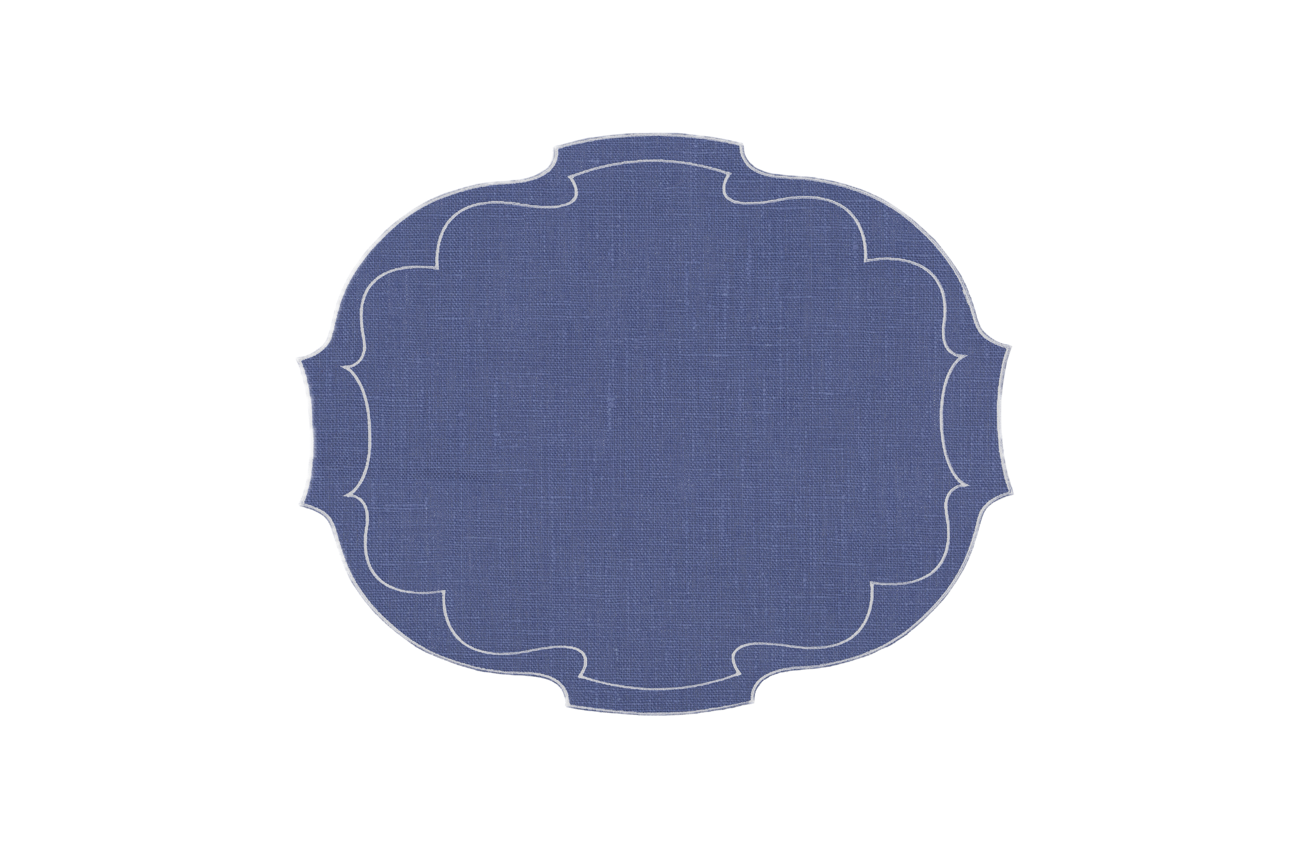 Parker Waxed Linen Placemat, Denim/White